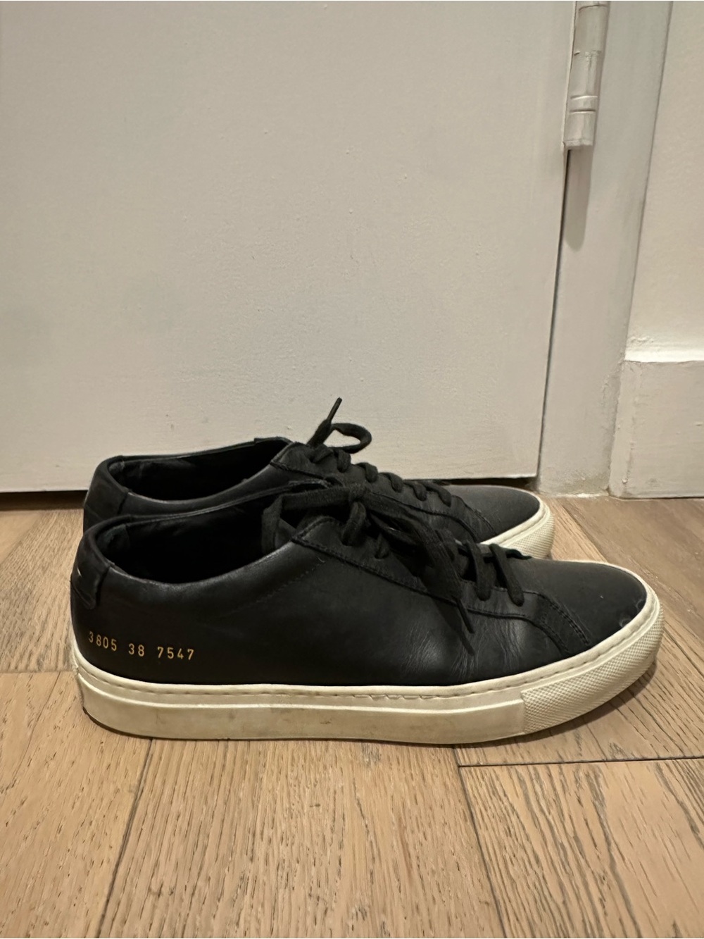 Common Projects Black Leather Low-Top Sneakers with White Sole